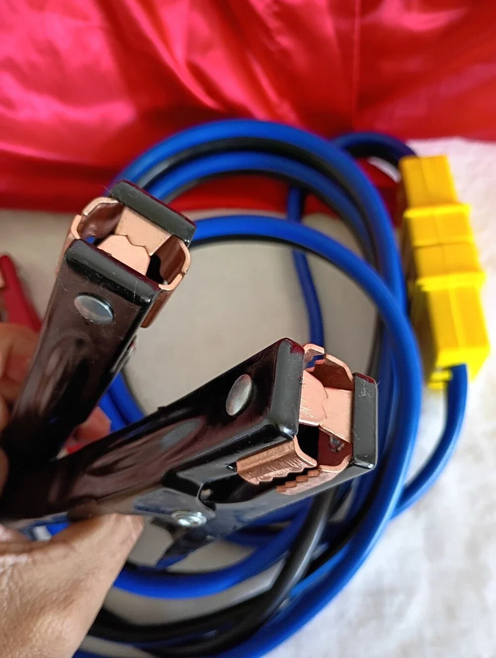 Universal Blue and Black Heavy-Duty Jump Starter Cables with Yellow Connector